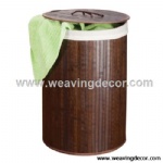 Bamboo collapsible laundry basket hamper