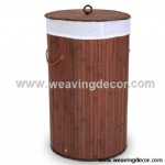 Bamboo collapsible laundry basket hamper