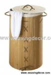 Collapsible bamboo laundry basket hamper