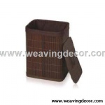 Collapsible bamboo laundry basket hamper