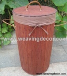 Collapsible bamboo laundry basket hamper