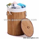 Collapsible bamboo laundry basket hamper