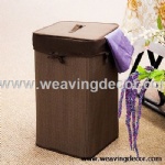 Collapsible bamboo laundry basket hamper