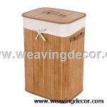 Collapsible bamboo laundry basket hamper