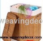 Collapsible bamboo laundry basket hamper