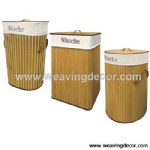 Collapsible bamboo laundry basket hamper