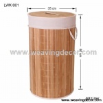 Collapsible bamboo laundry basket hamper