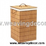 Collapsible bamboo laundry basket hamper