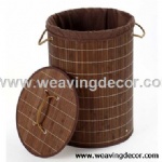 Collapsible bamboo laundry basket hamper