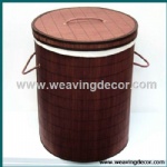 Collapsible bamboo laundry basket hamper