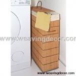 Collapsible bamboo laundry basket hamper