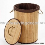 Collapsible bamboo laundry basket hamper