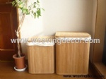 Collapsible bamboo laundry basket hamper