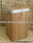 Collapsible bamboo laundry basket hamper