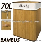 Collapsible bamboo laundry basket hamper