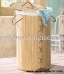 Collapsible bamboo laundry basket hamper