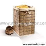 Collapsible bamboo laundry basket hamper