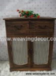 wooden storage cabinet wood cabinet with wicker baskets for home decor