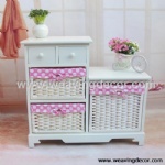 wooden storage cabinet wood cabinet with wicker baskets for home decor