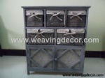 wooden storage cabinet wood cabinet with wicker baskets for home decor