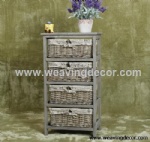 wooden storage cabinet wood cabinet with wicker baskets for home decor