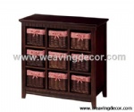 wooden storage cabinet wood cabinet with wicker baskets for home decor