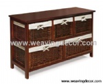 wooden storage cabinet wood cabinet with wicker baskets for home decor