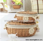 Cheap wicker storage basket wicker basket hamper fruit bread basket decoration